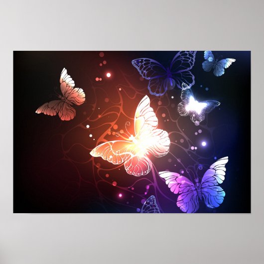 Gloeiende Nachtvlinders Poster (Voorkant)