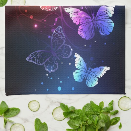 Gloeiende Nachtvlinders Theedoek (Gevouwen)