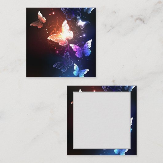 Gloeiende Nachtvlinders Vierkante Visitekaartje (Voorkant / Achterkant)