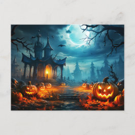 Gloeiende Nefarious Halloween pompoen Briefkaart