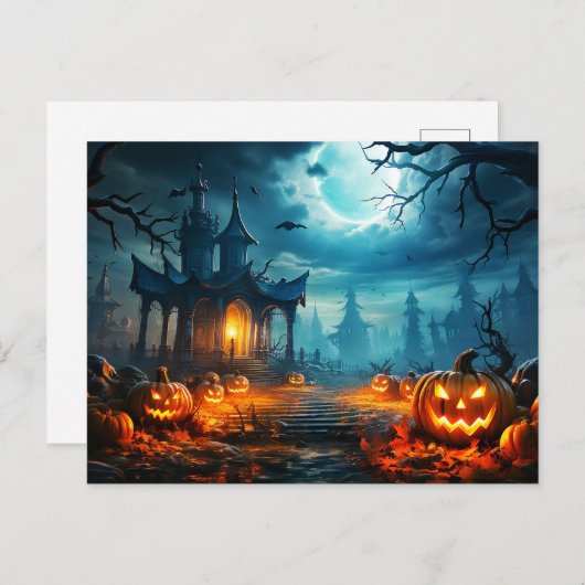 Gloeiende Nefarious Halloween pompoen Briefkaart (Voorkant / Achterkant)