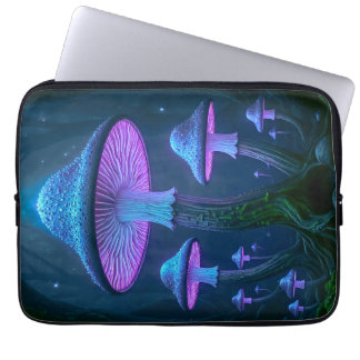 Gloeiende Neo-Deco Bioluminescente Natuur Cyberpun Laptop Sleeve