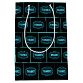 Gloeiende Neon Bedankt Sign On Black Medium Cadeauzakje (Voorkant)