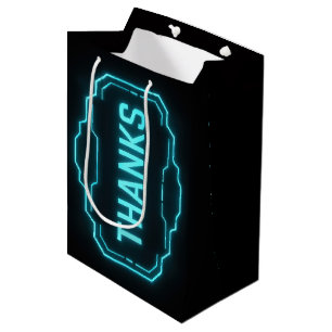 Gloeiende Neon Bedankt Sign On Black Medium Cadeauzakje
