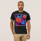 Gloeiende neon bloemen kunst t-shirt (Voorkant volledig)