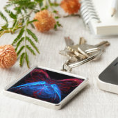 Gloeiende Neon Butterfly Flame Fractal Abstracte k Sleutelhanger (Zijkant)