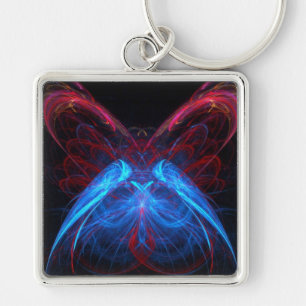 Gloeiende Neon Butterfly Flame Fractal Abstracte k Sleutelhanger