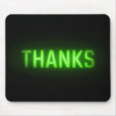 Gloeiende Neon Groene Bedankt Sign On Black Muismat (Voorkant)