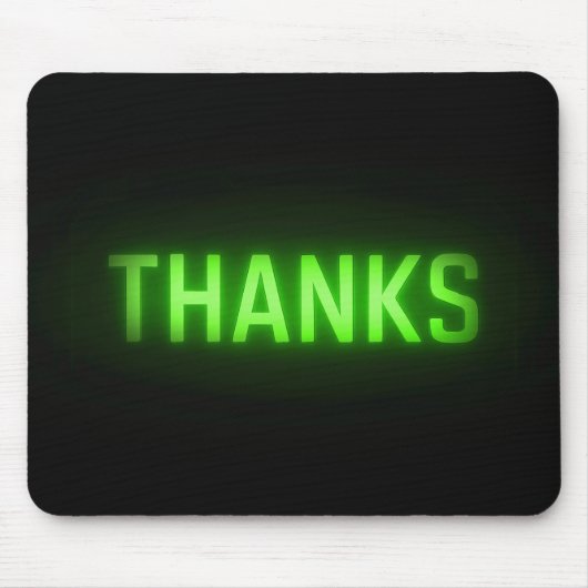 Gloeiende Neon Groene Bedankt Sign On Black Muismat (Voorkant)