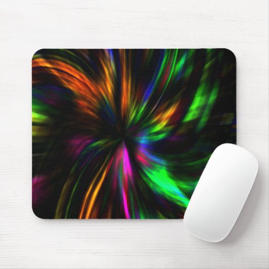 Gloeiende Neon Kunst Moderne Psychedelische Trendy Muismat (Met muis)
