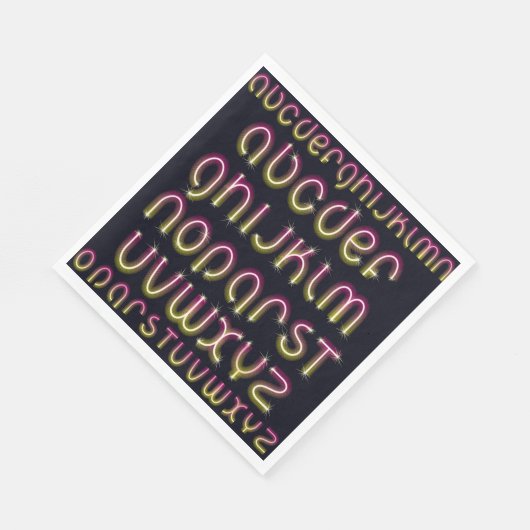 Gloeiende neon lettertype papier servetten (Hoek)