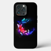 Gloeiende Neon Nachtvlinders op Zwarte achtergrond Case-Mate iPhone Case (Achterkant)