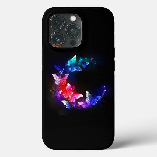 Gloeiende Neon Nachtvlinders op Zwarte achtergrond Case-Mate iPhone Case (Achterkant)