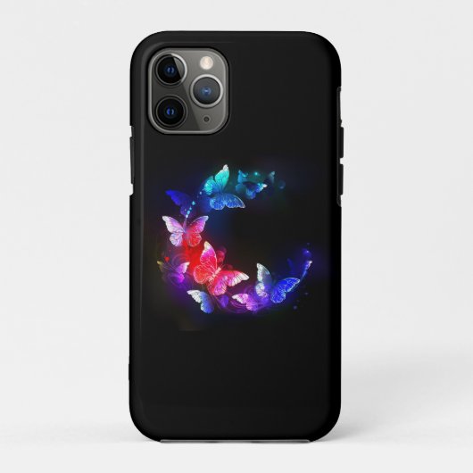Gloeiende Neon Nachtvlinders op Zwarte achtergrond Case-Mate iPhone Case (Achterkant)