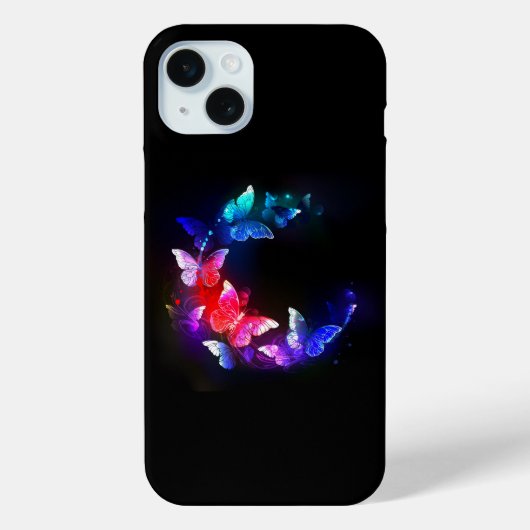 Gloeiende neon nachtvlinders op zwarte achtergrond Case-Mate iPhone case (Achterkant)