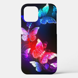 Gloeiende Neon Nachtvlinders op Zwarte achtergrond Case-Mate iPhone Case