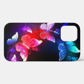 Gloeiende neon nachtvlinders op zwarte achtergrond Case-Mate iPhone case (Achterkant (horizontaal))
