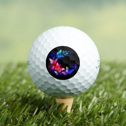 Gloeiende Neon Nachtvlinders op Zwarte achtergrond Golfballen (Insitu Shirt)