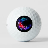 Gloeiende Neon Nachtvlinders op Zwarte achtergrond Golfballen (Voorkant)