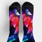 Gloeiende Neon Nachtvlinders op Zwarte achtergrond Sokken (Top)