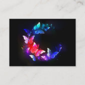 Gloeiende Neon Nachtvlinders op Zwarte achtergrond Visitekaartje (Voorkant)