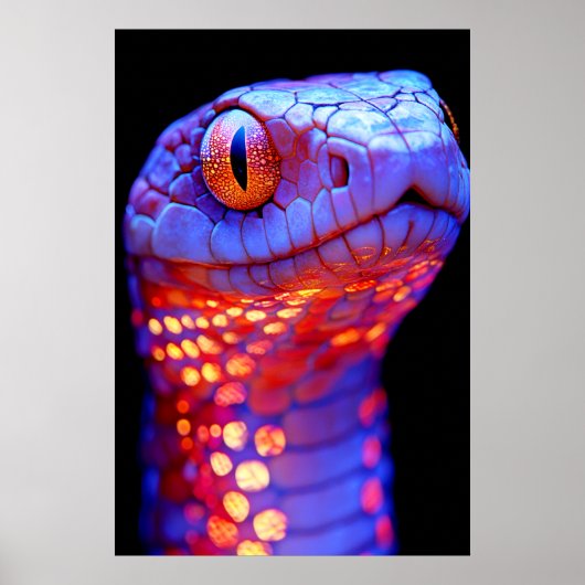Gloeiende Neon Slang met Hypnotische Ogen en Sci-F Poster (Voorkant)