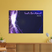 Gloeiende Neon Stars Bar Bat Mitzvah Inlogbord Canvas Afdruk (Insitu (Woonkamer))