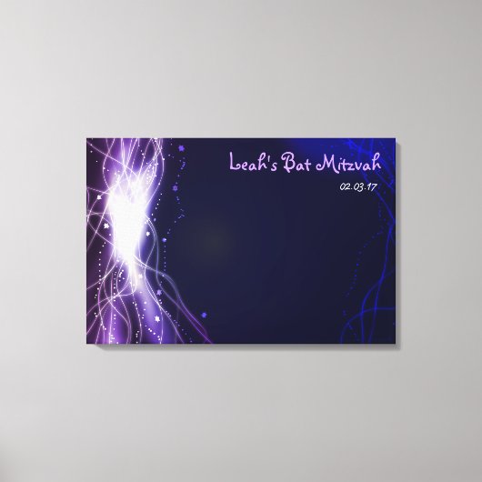 Gloeiende Neon Stars Bar Bat Mitzvah Inlogbord Canvas Afdruk (Voorkant)