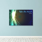 Gloeiende Neon Stars Bar Bat Mitzvah Inlogbord Canvas Afdruk (Insitu (Houten vloer))