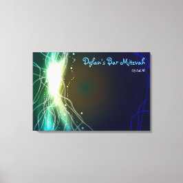 Gloeiende Neon Stars Bar Bat Mitzvah Inlogbord Canvas Afdruk