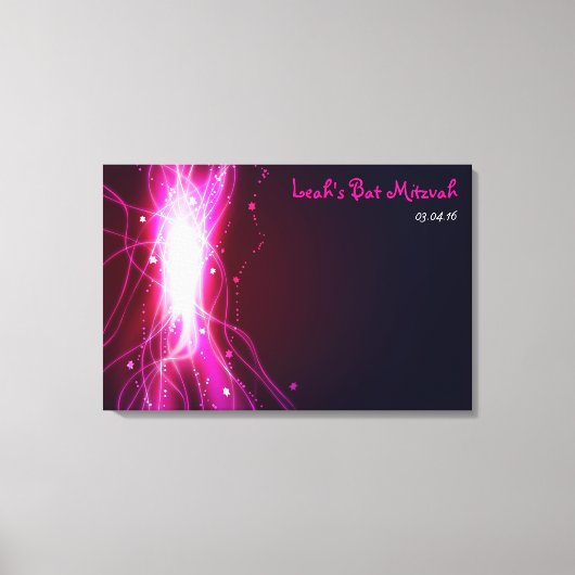 Gloeiende Neon Stars Bar Bat Mitzvah Inlogbord Canvas Afdruk (Voorkant)