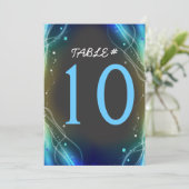 Gloeiende Neon Stars Bar Mitswa Tafelnummer Kaart (Staand voorkant)