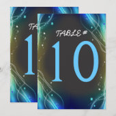 Gloeiende Neon Stars Bar Mitswa Tafelnummer Kaart (Voorkant / Achterkant)