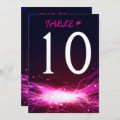 Gloeiende Neon Stars Bar Mitswa Tafelnummer Kaart (Voorkant / Achterkant)