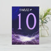 Gloeiende Neon Stars Bar Mitswa Tafelnummer Kaart (Staand voorkant)