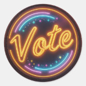 Gloeiende Neon Stem Teken op Brick Ronde Sticker (Voorkant)