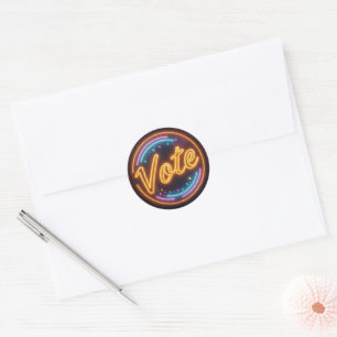 Gloeiende Neon Stem Teken op Brick Ronde Sticker