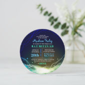 Gloeiende Neon Sterren Bar Mitzvah Uitnodiging bla (Staand voorkant)