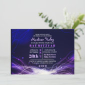 GLOEIENDE NEON STERREN Bat Mitzvah Uitnodiging Paa (Staand voorkant)