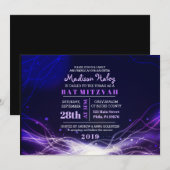 GLOEIENDE NEON STERREN Bat Mitzvah Uitnodiging Paa (Voorkant / Achterkant)