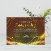 GLOEIENDE NEON STERREN Joodse baby-naamuitnodiging Kaart (Staand voorkant)