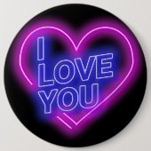 Gloeiende neon uitstraling Roze Blauw Valentijnsha Ronde Button 6,0 Cm (Voorkant)