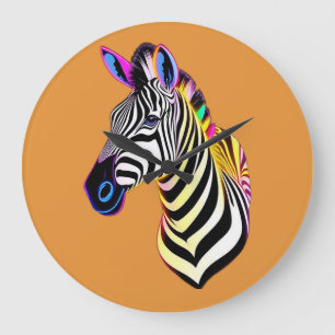Gloeiende Neon Zebra Grote Klok