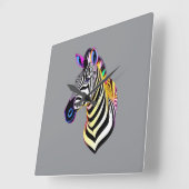 Gloeiende Neon Zebra Vierkante Klok (Hoek)