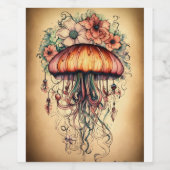 Gloeiende oceaan: fles kwal ontwerp" wijn etiket (Enkel label)