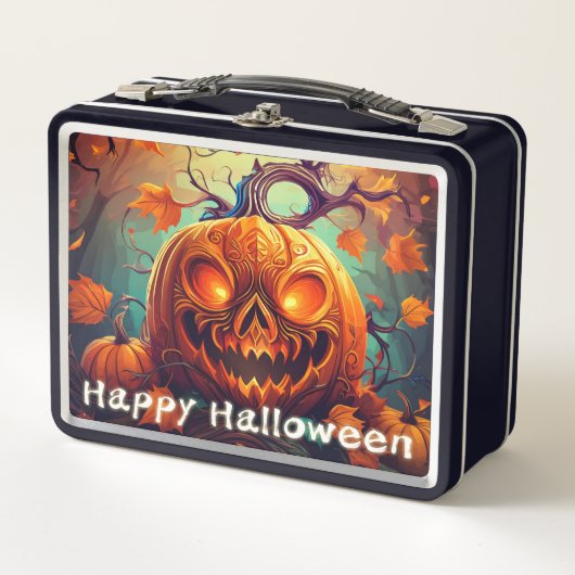 Gloeiende Ogen Jack-o-Lantern Halloween Kunst (Voorkant)