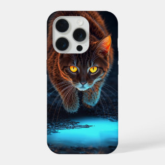 Gloeiende Ogen Kat Esthetiek Wilde Dieren Illustra iPhone 15 Pro Case