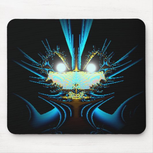 Gloeiende Ogen Lichtgevend Blauw Wezen  Muismat (Voorkant)