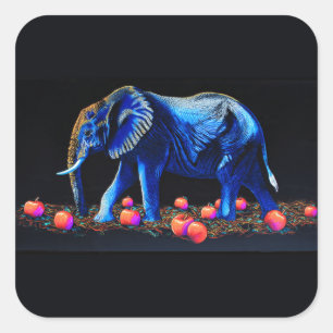 Gloeiende Olifant en Rode Appels Vierkante Sticker