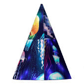 Gloeiende onderwater kwal horizontale banner feesthoedjes (Achterkant)